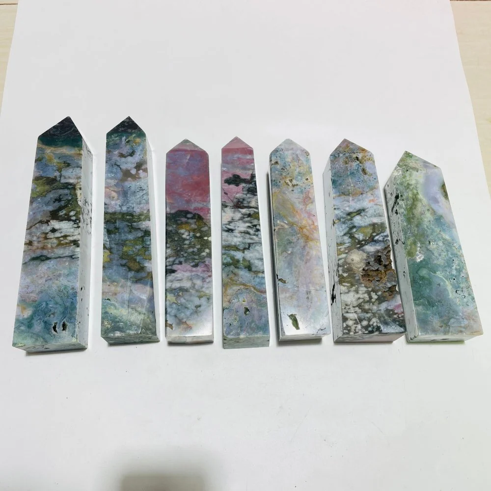 7 Pieces Large Ocean Jasper Four-Sided Tower Points - Image 2