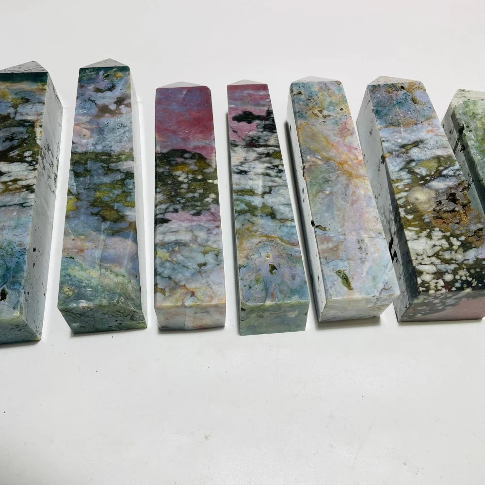 7 Pieces Large Ocean Jasper Four-Sided Tower Points - Image 3