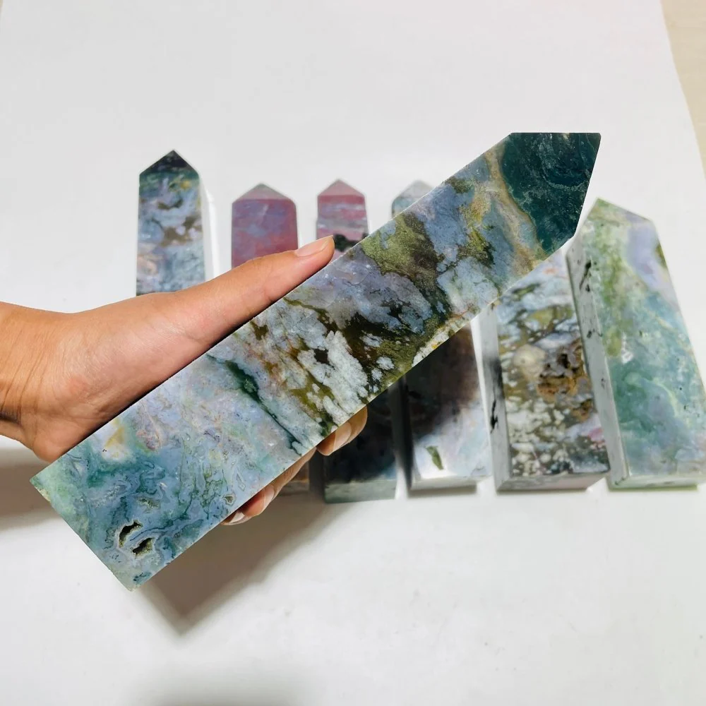 7 Pieces Large Ocean Jasper Four-Sided Tower Points - Image 4