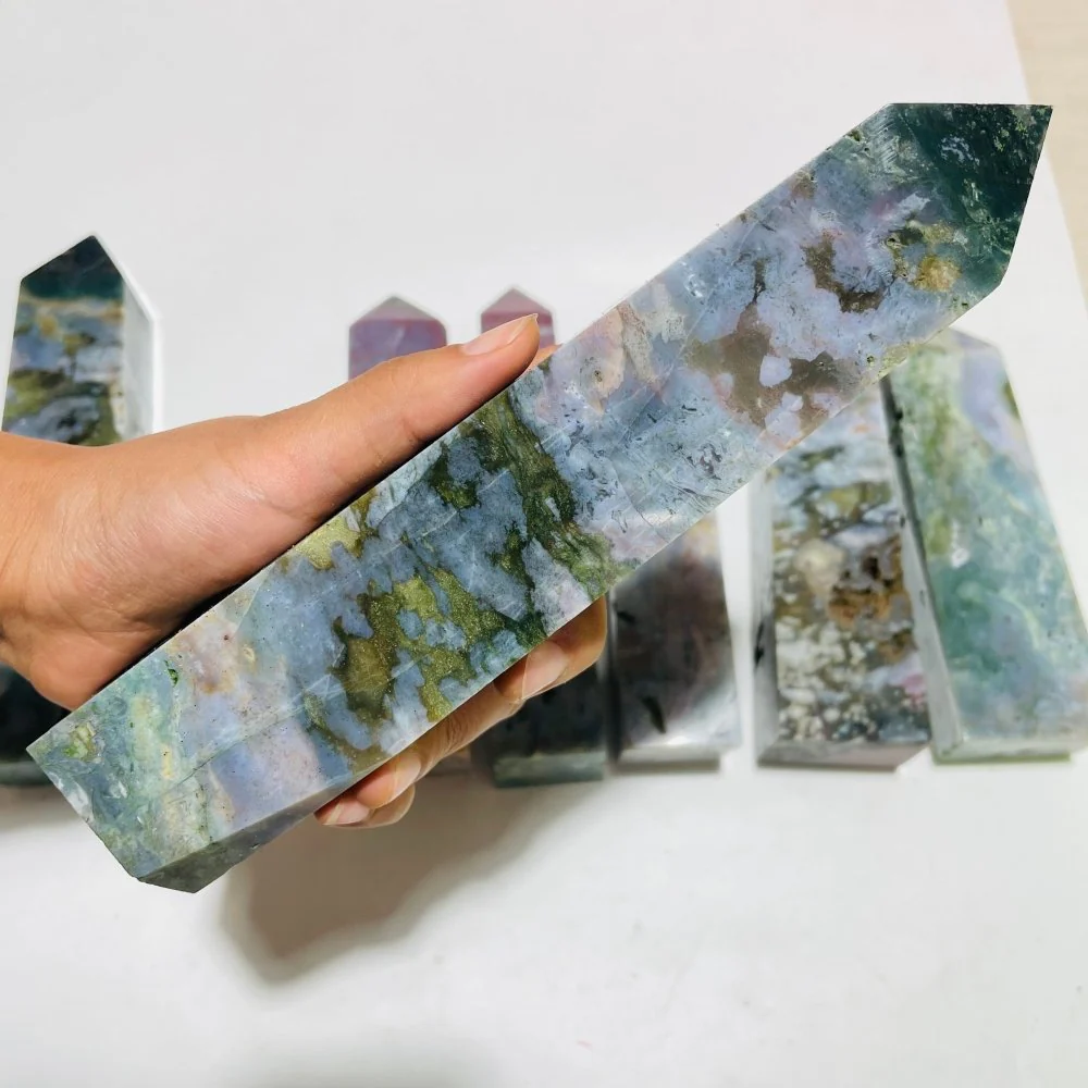 7 Pieces Large Ocean Jasper Four-Sided Tower Points - Image 5