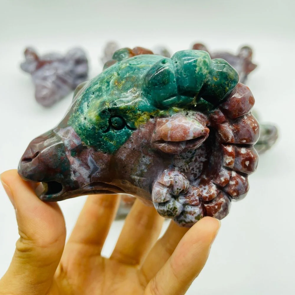 7 Pieces Ocean Jasper Goat Head Carving - Image 2