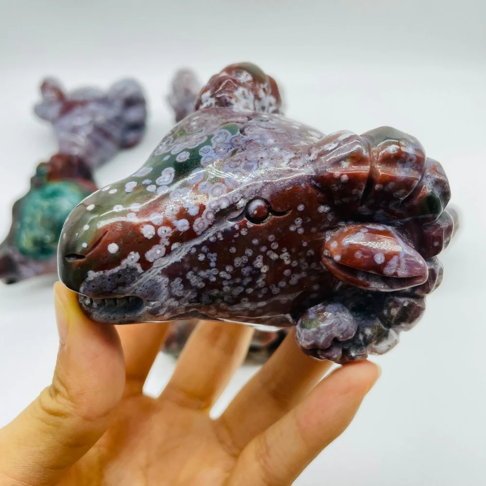 7 Pieces Ocean Jasper Goat Head Carving - Image 3