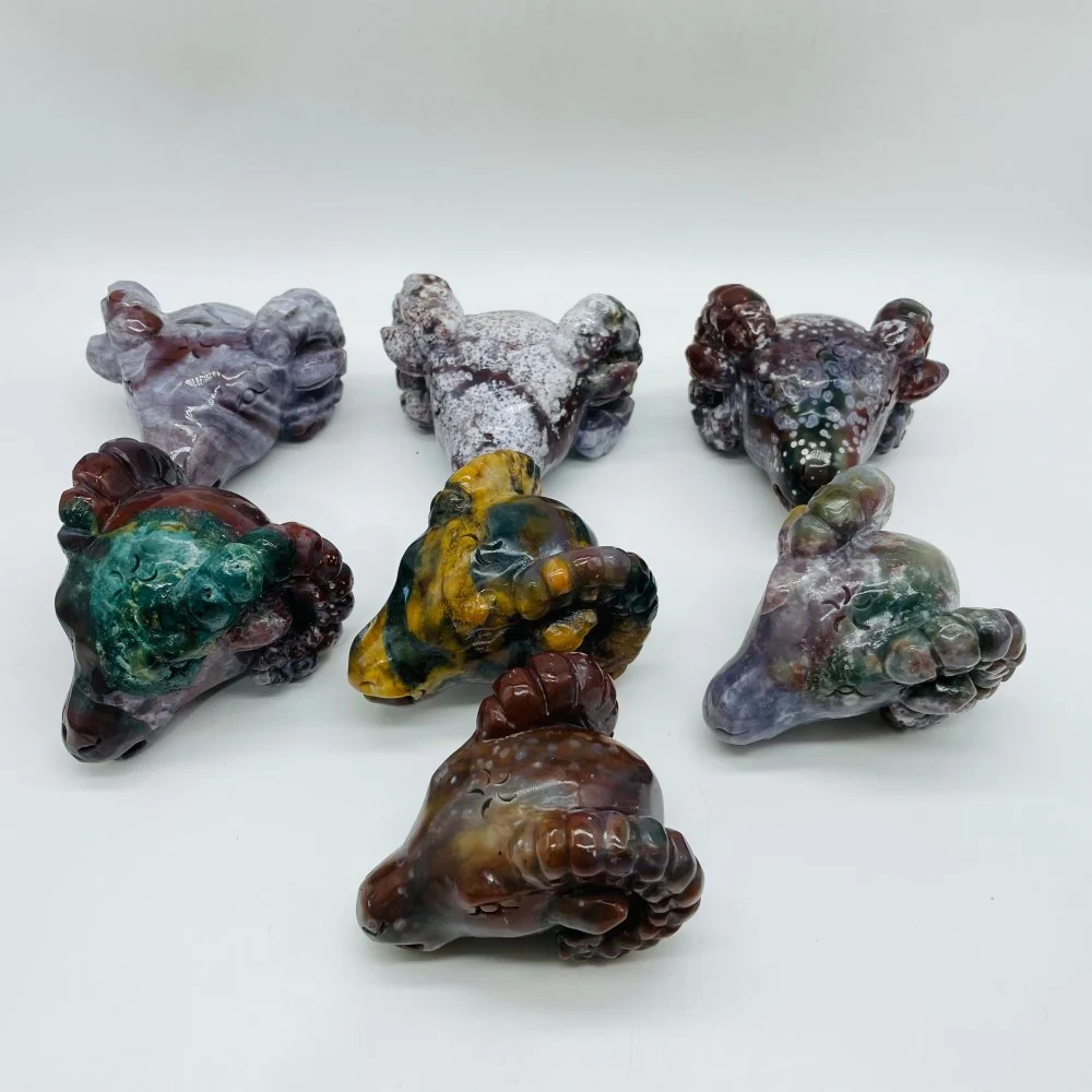 7 Pieces Ocean Jasper Goat Head Carving - Image 6