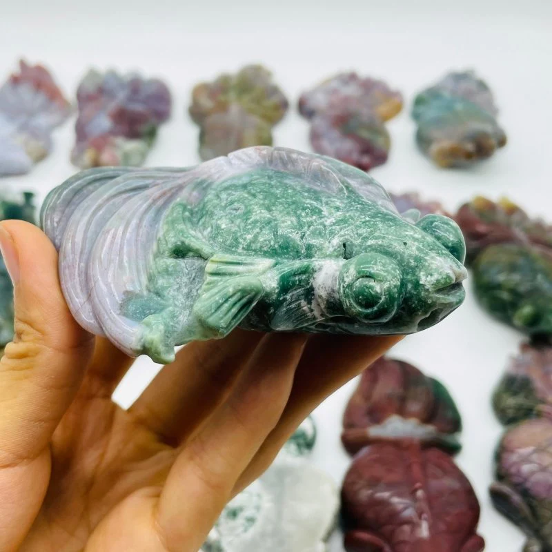 15 Pieces Ocean Jasper Beautiful Goldfish Carving - Image 5
