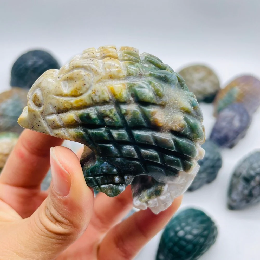 20 Pieces Large Ocean Jasper Hedgehog Carving - Image 3