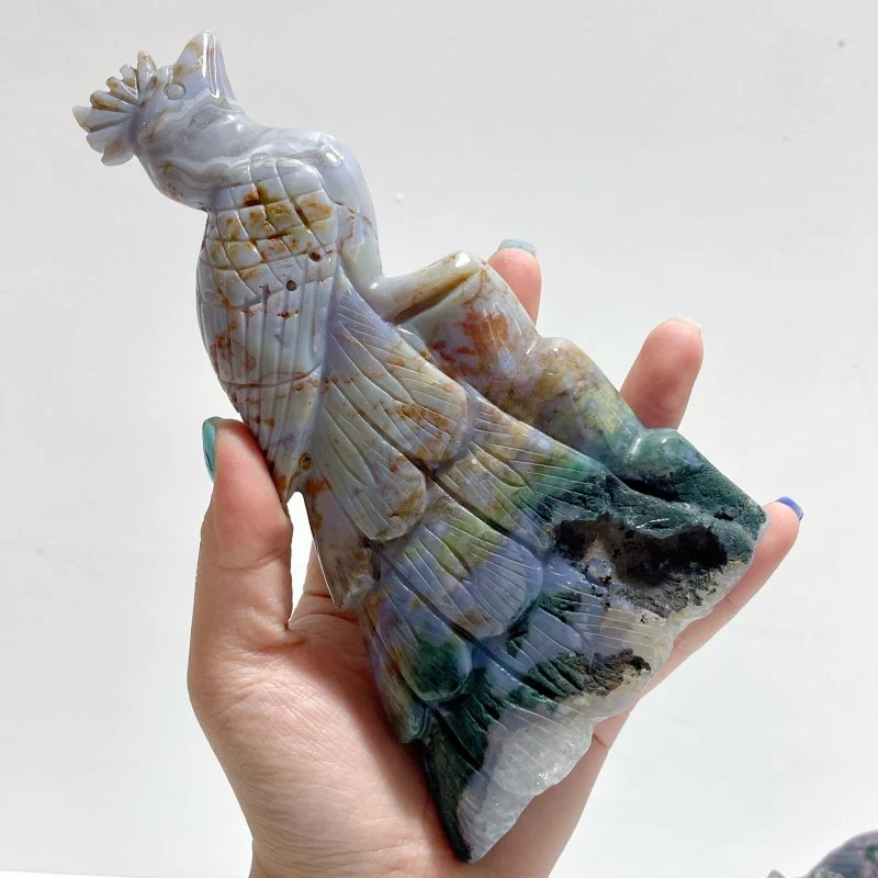 4 Pieces Ocean Jasper Peacock Peafowl Carving - Image 4