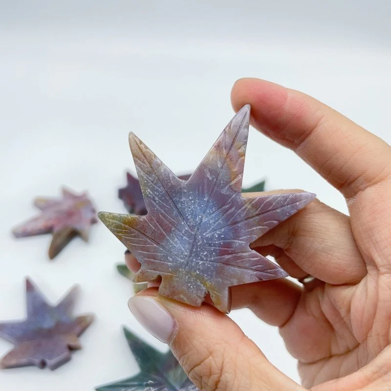 Ocean Jasper Maple Leaves Carving Wholesale - Image 3