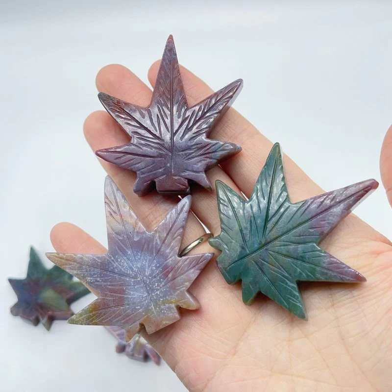 Ocean Jasper Maple Leaves Carving Wholesale - Image 4