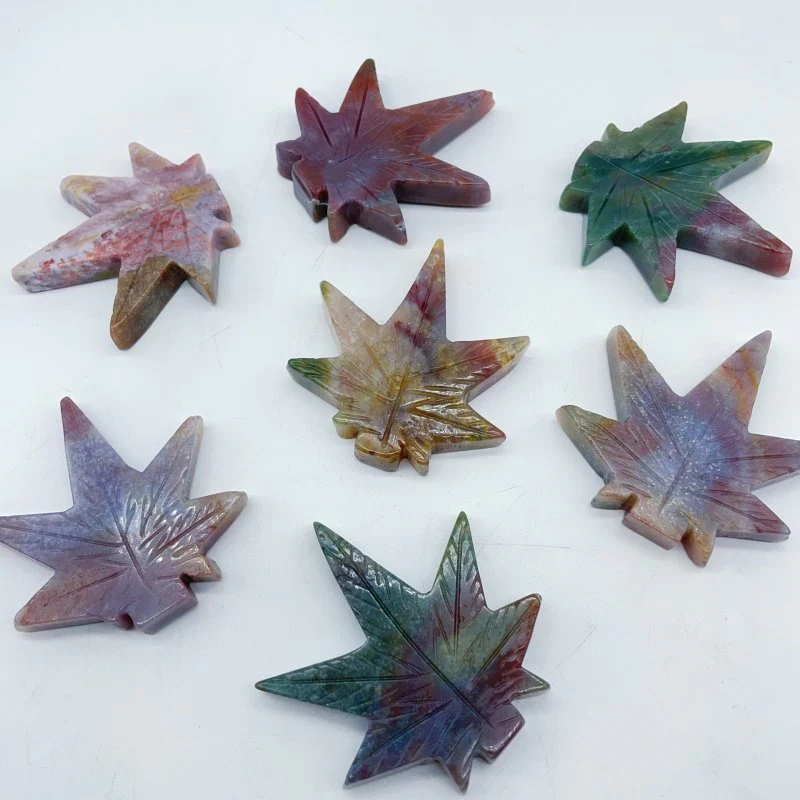 Ocean Jasper Maple Leaves Carving Wholesale - Image 5