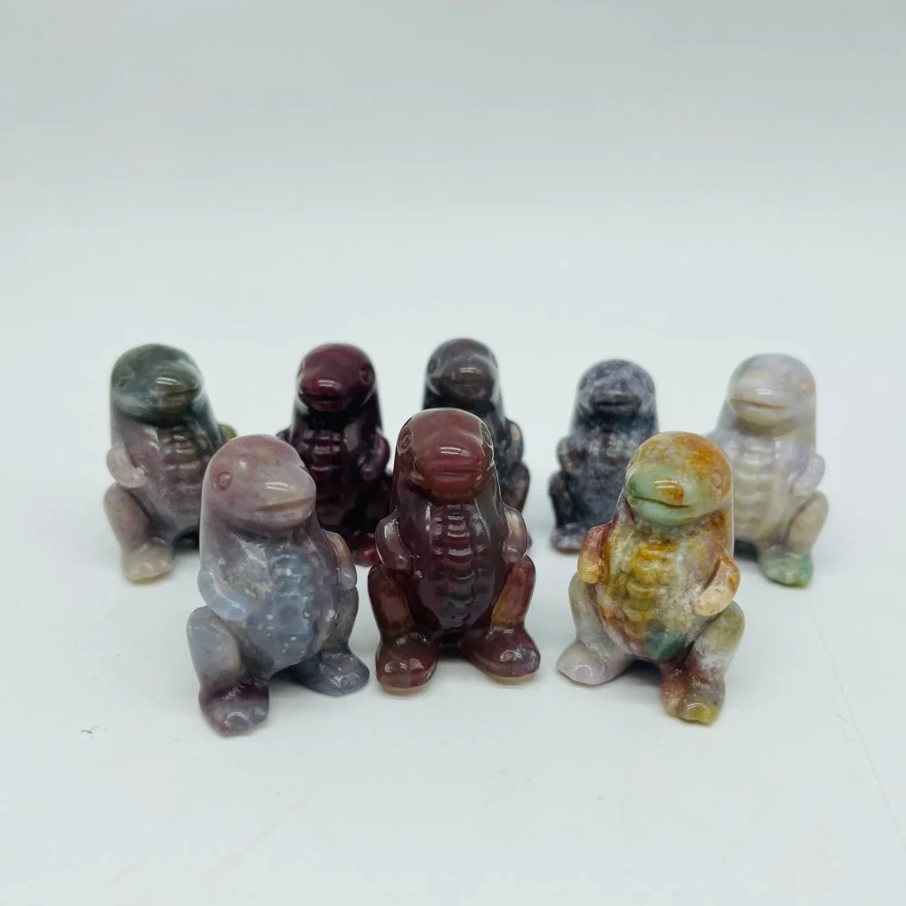 Ocean Jasper & Moss Agate Dinosaur Tyrannosaurus Rex Carving Wholesale - Image 2