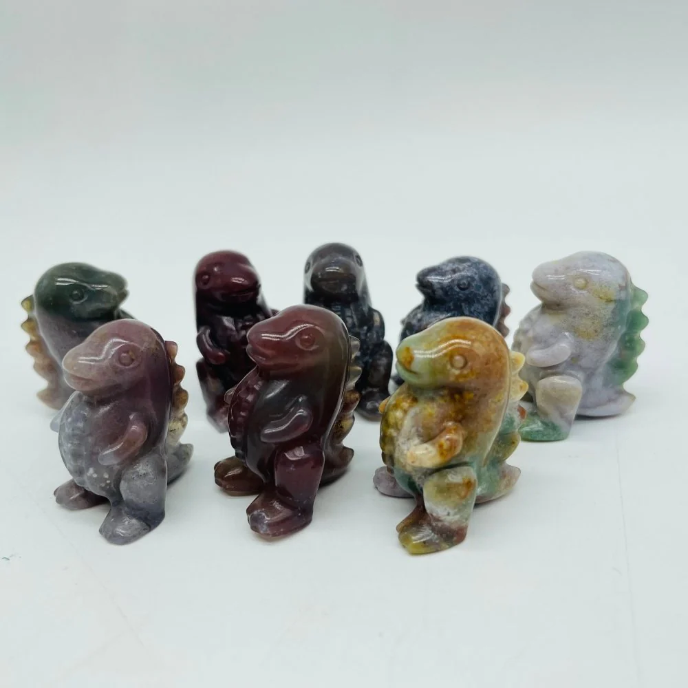 Ocean Jasper & Moss Agate Dinosaur Tyrannosaurus Rex Carving Wholesale - Image 3