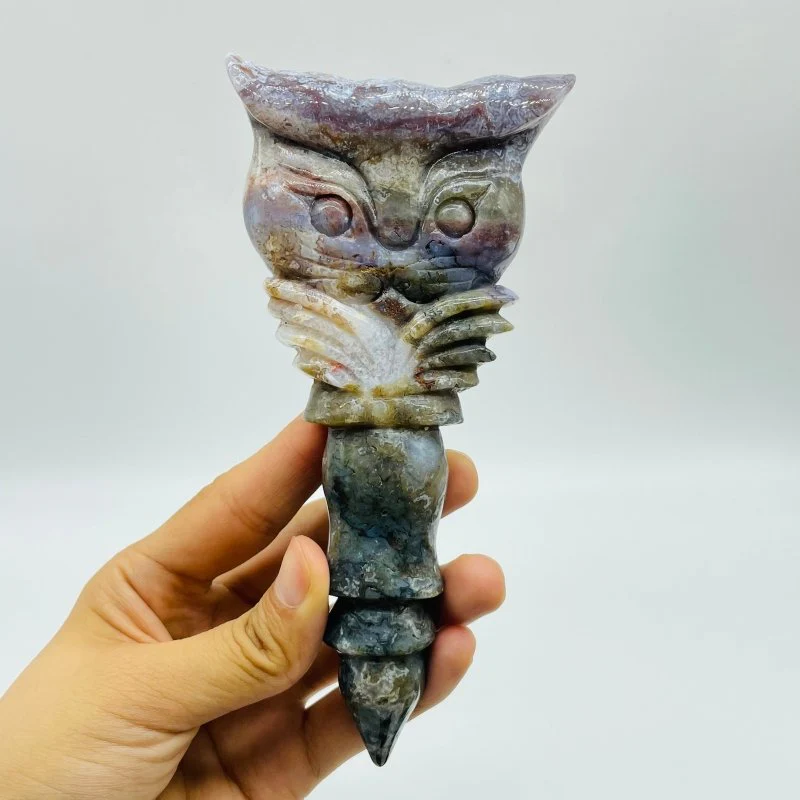 Ocean Jasper Owl Scepter Carving Wholesale - Image 2