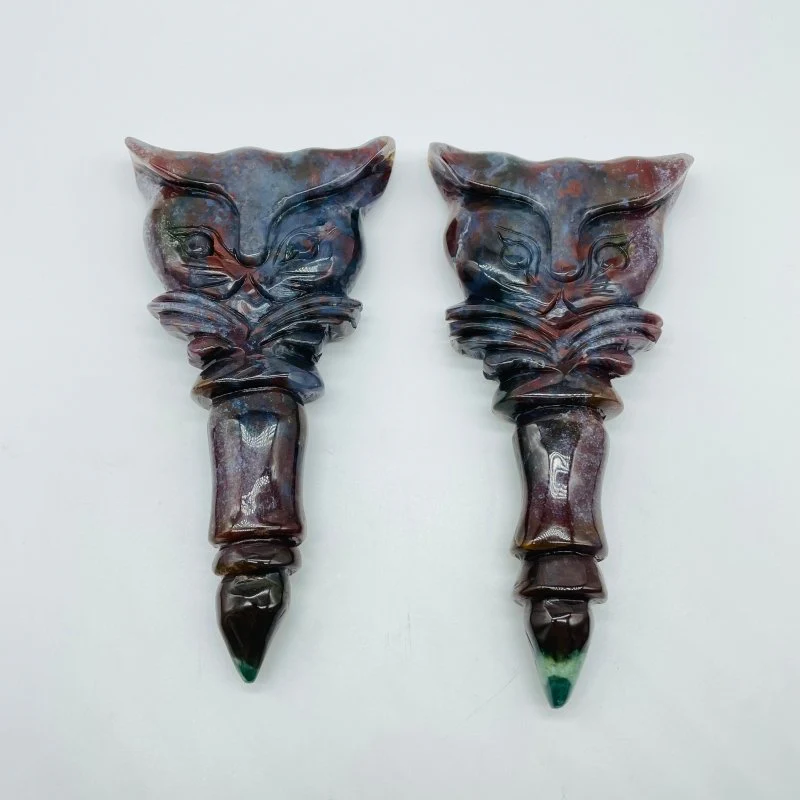 Ocean Jasper Owl Scepter Carving Wholesale - Image 3