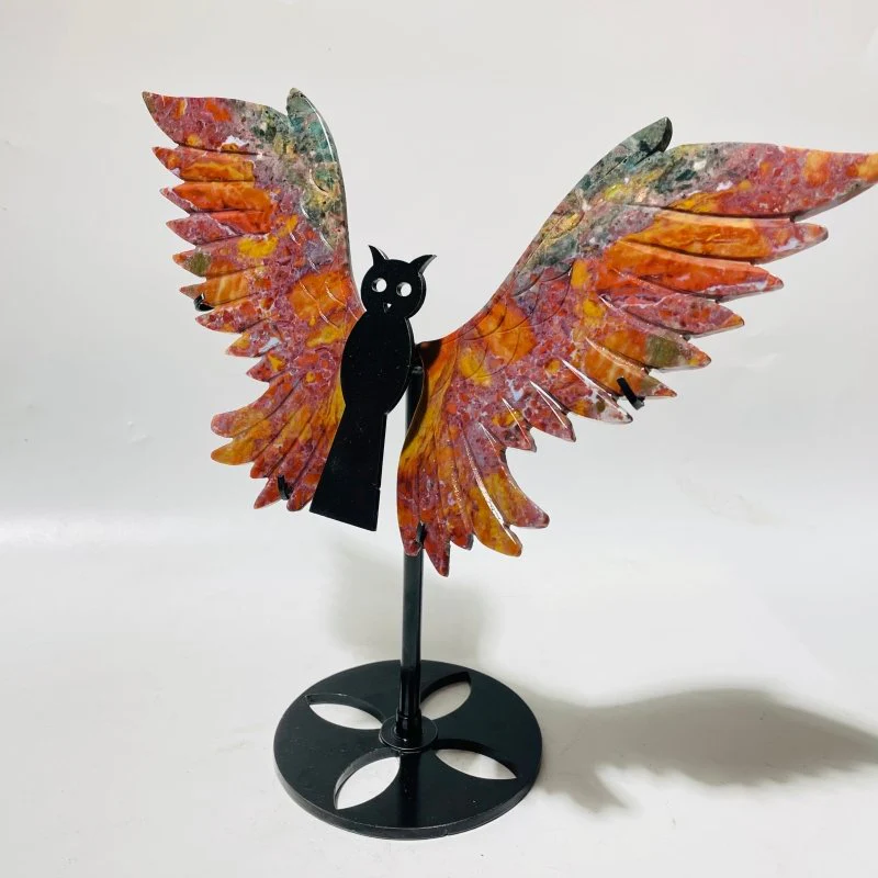 Ocean Jasper Owl Wing Carving With Stand - Image 2