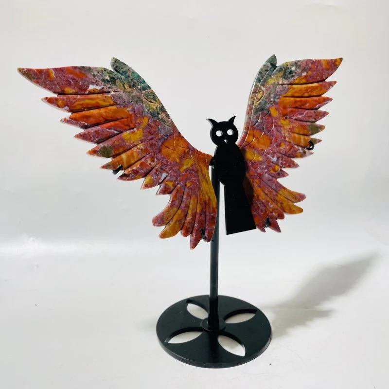 Ocean Jasper Owl Wing Carving With Stand - Image 3
