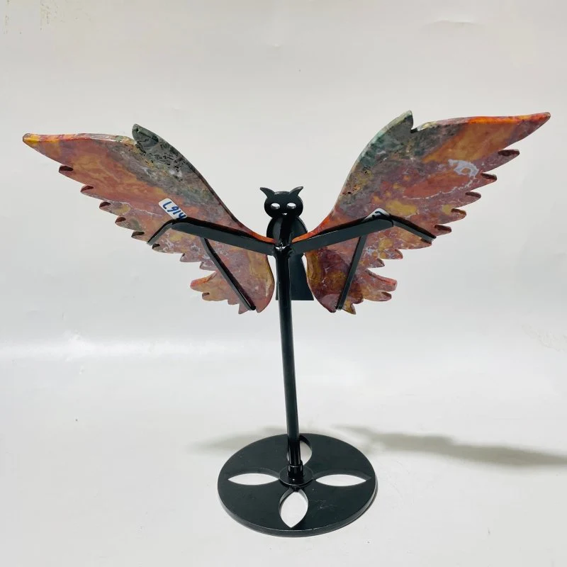 Ocean Jasper Owl Wing Carving With Stand - Image 4