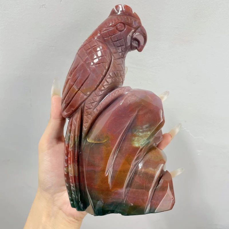 Beautiful Large Ocean Jasper Parrot Carving - Image 2