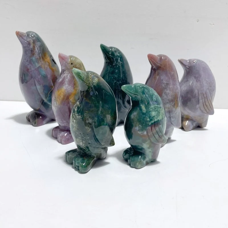 7 Pieces Ocean Jasper Penguin Carving