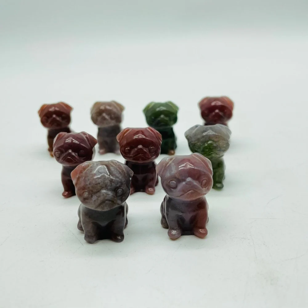Ocean Jasper Pug Dog Carving Wholesale - Image 2