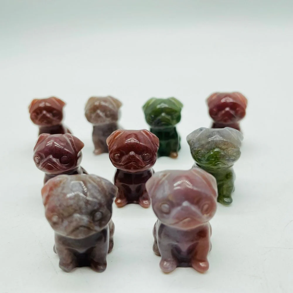 Ocean Jasper Pug Dog Carving Wholesale - Image 3