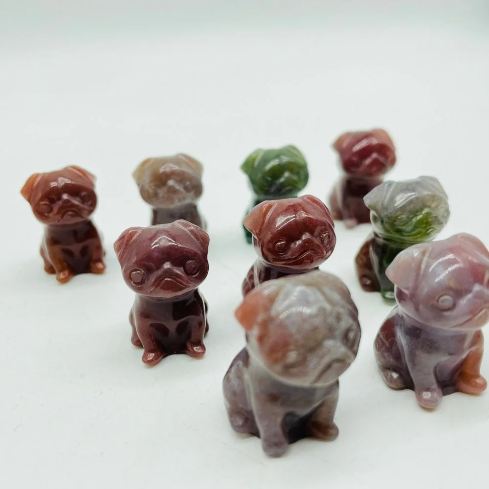 Ocean Jasper Pug Dog Carving Wholesale - Image 4
