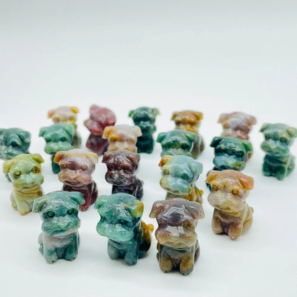 Ocean Jasper Schnauzer Dog Carving Animal Wholesale - Image 2