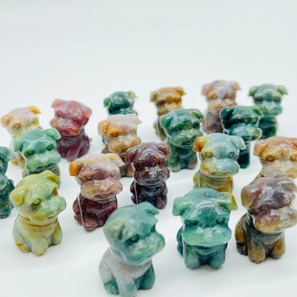 Ocean Jasper Schnauzer Dog Carving Animal Wholesale - Image 3