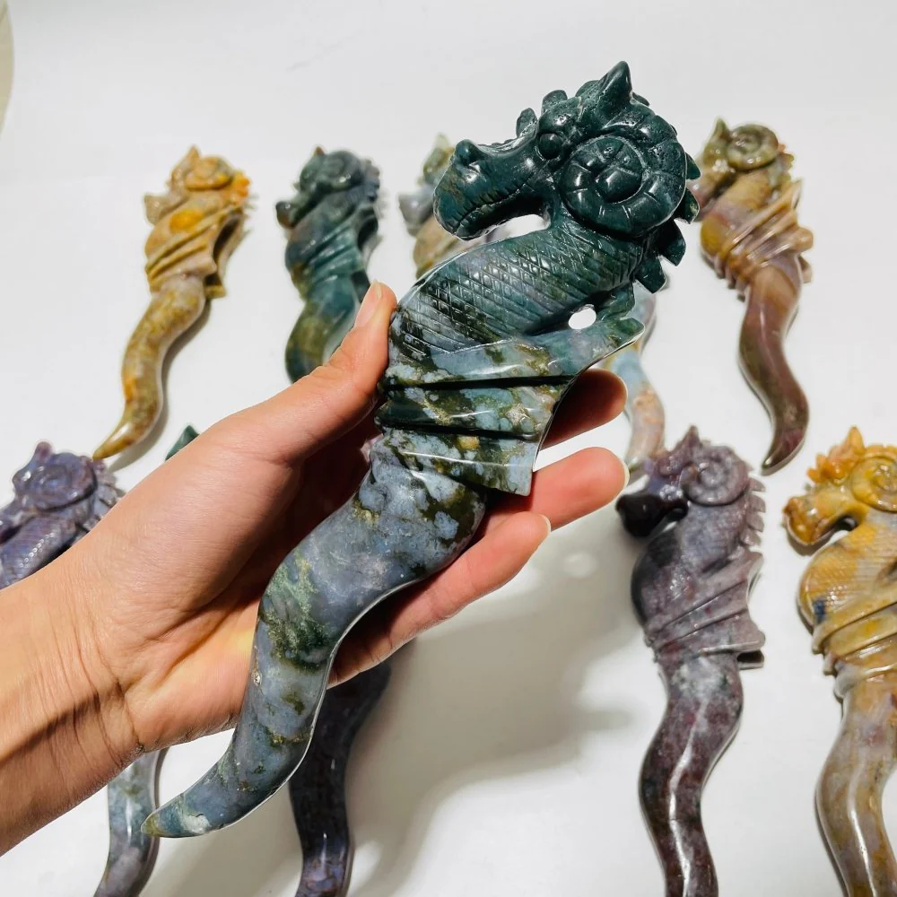 11 Pieces Ocean Jasper Seahorse Carving - Image 3