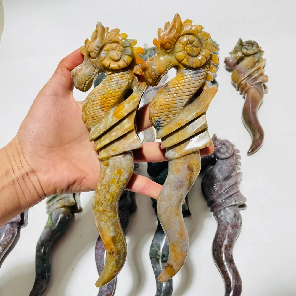 11 Pieces Ocean Jasper Seahorse Carving - Image 6