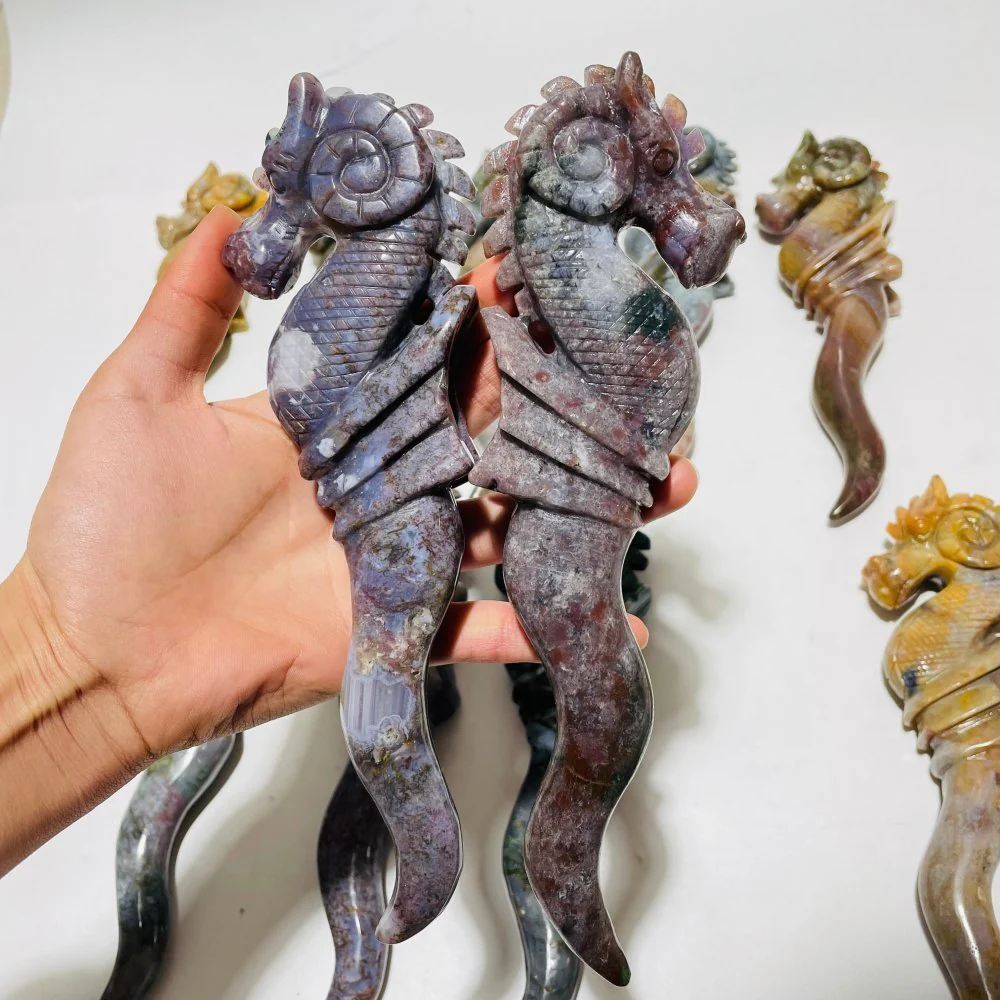 11 Pieces Ocean Jasper Seahorse Carving - Image 7