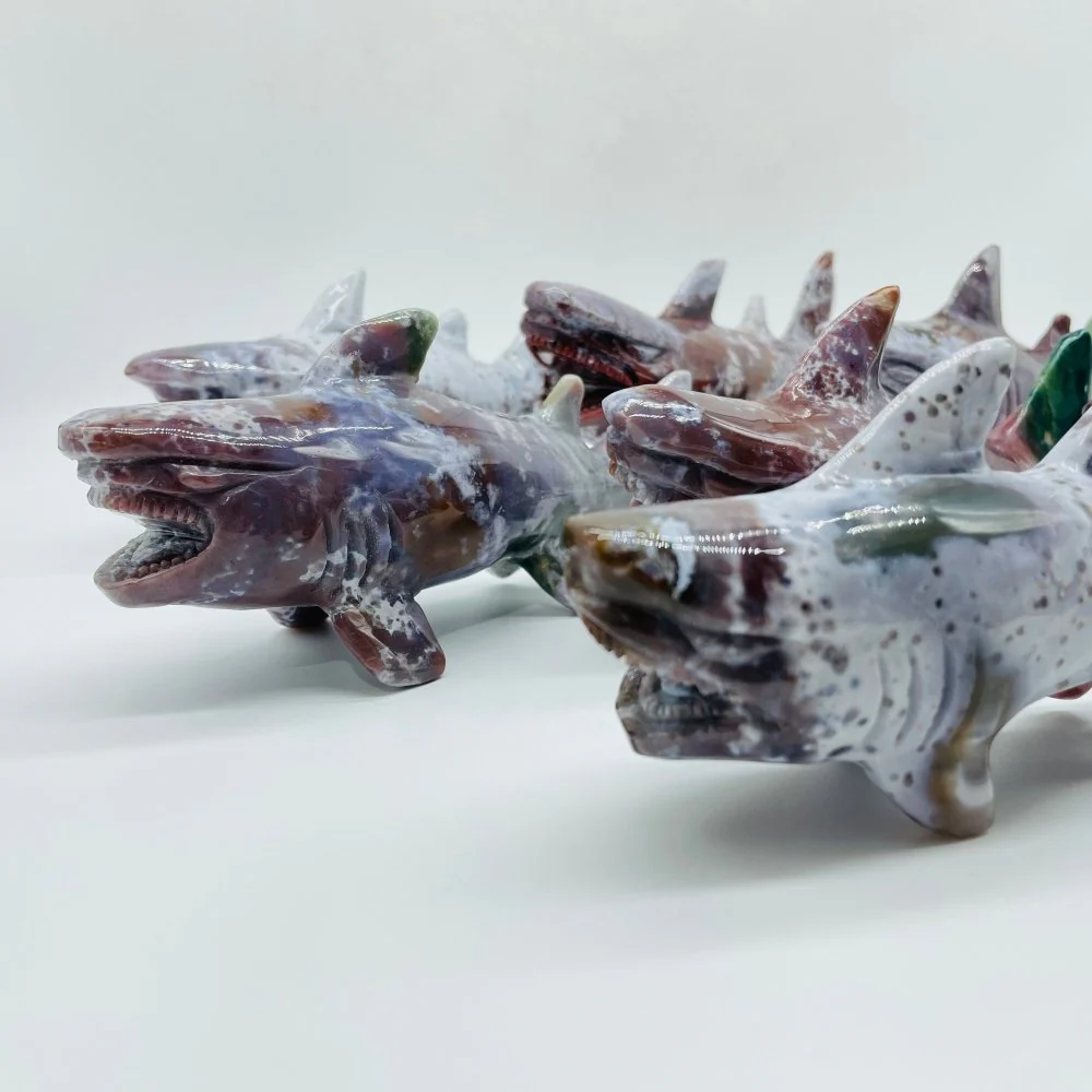 7 Pieces Ocean Jasper Shark Carving - Image 7