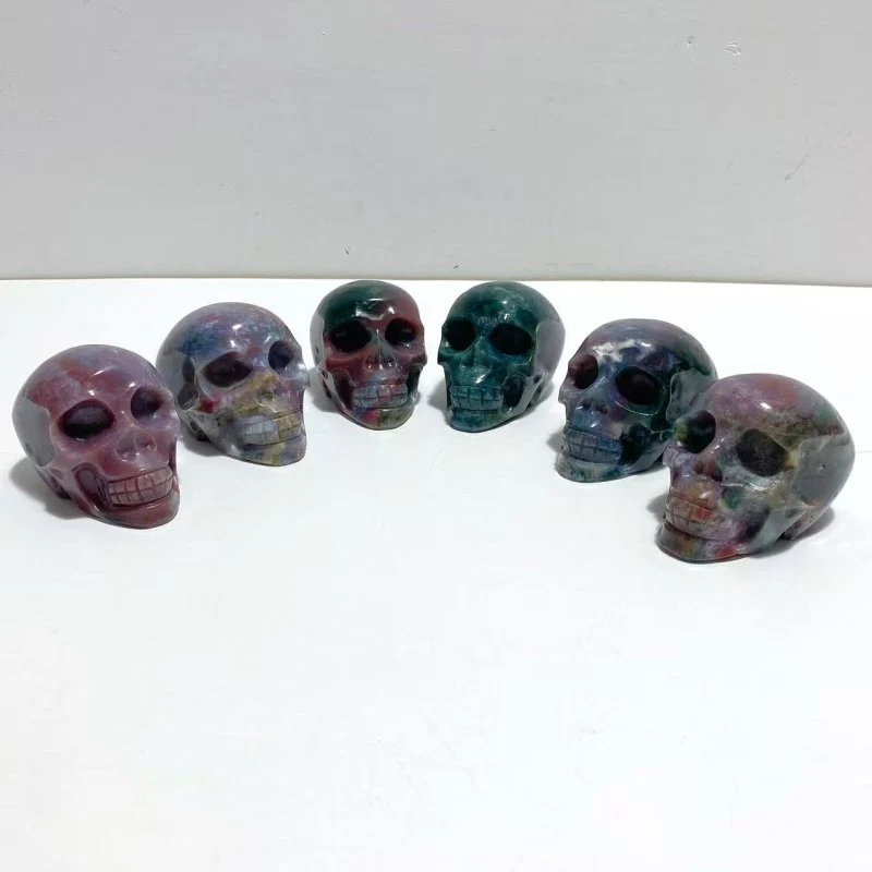 6 Pieces Ocean Jasper Skull Carving