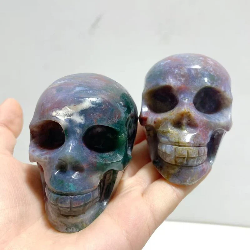 6 Pieces Ocean Jasper Skull Carving - Image 7