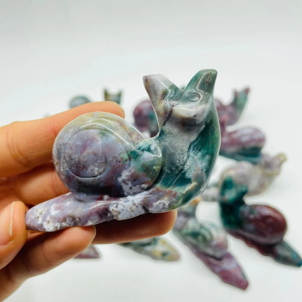 14 Pieces Ocean Jasper Snails Carving - Image 4