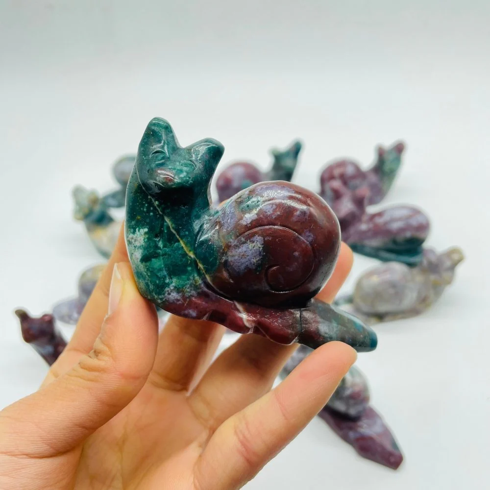 14 Pieces Ocean Jasper Snails Carving - Image 5