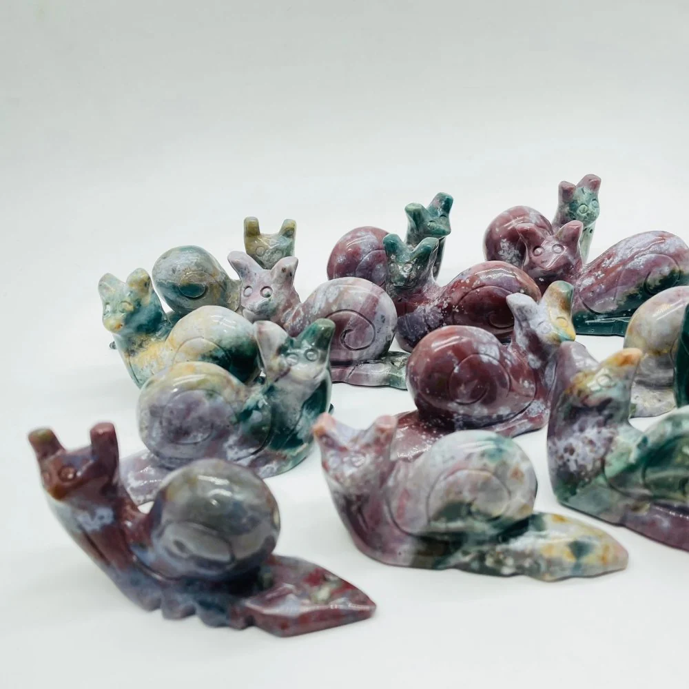 14 Pieces Ocean Jasper Snails Carving - Image 6