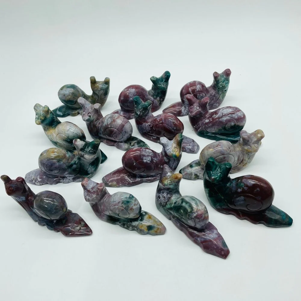 14 Pieces Ocean Jasper Snails Carving - Image 7