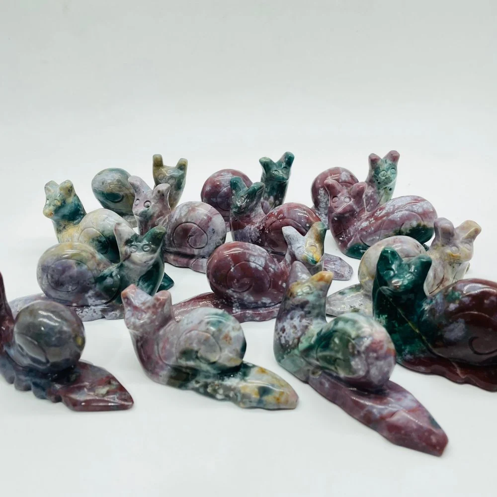14 Pieces Ocean Jasper Snails Carving - Image 8