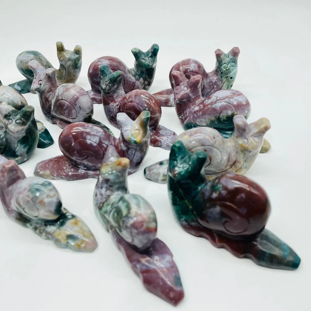 14 Pieces Ocean Jasper Snails Carving - Image 9