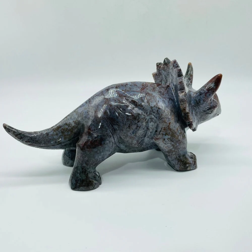 Ocean Jasper Three Horns Dinosaur Carving - Image 2