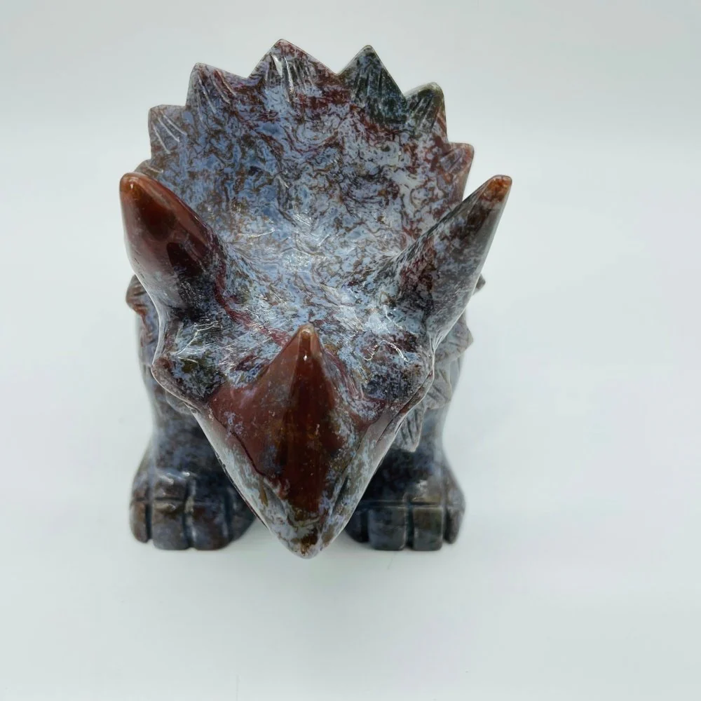 Ocean Jasper Three Horns Dinosaur Carving - Image 5