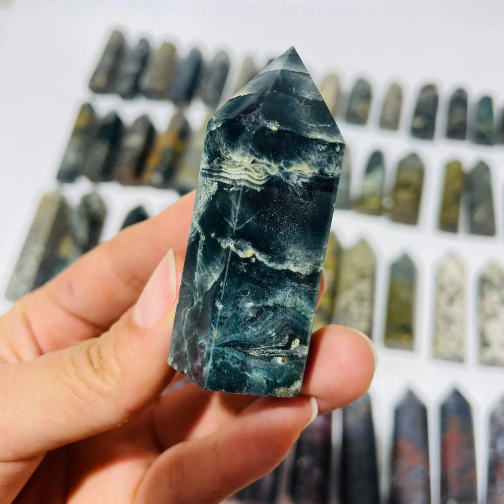 58 Pieces Green Vein Ocean Jasper Tower - Image 4