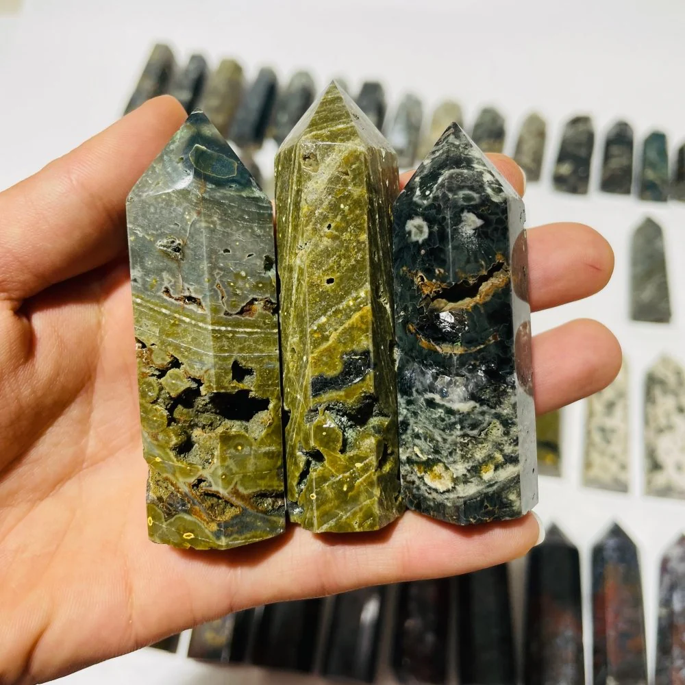 58 Pieces Green Vein Ocean Jasper Tower - Image 5