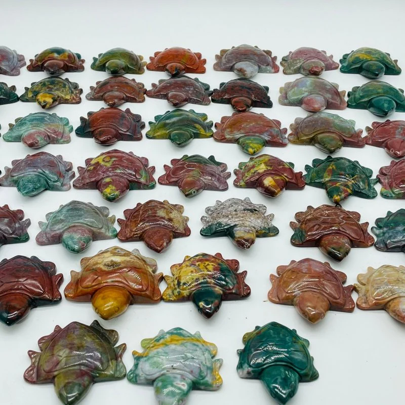 42 Pieces Colourful Ocean Jasper Sea Turtle Carving - Image 2