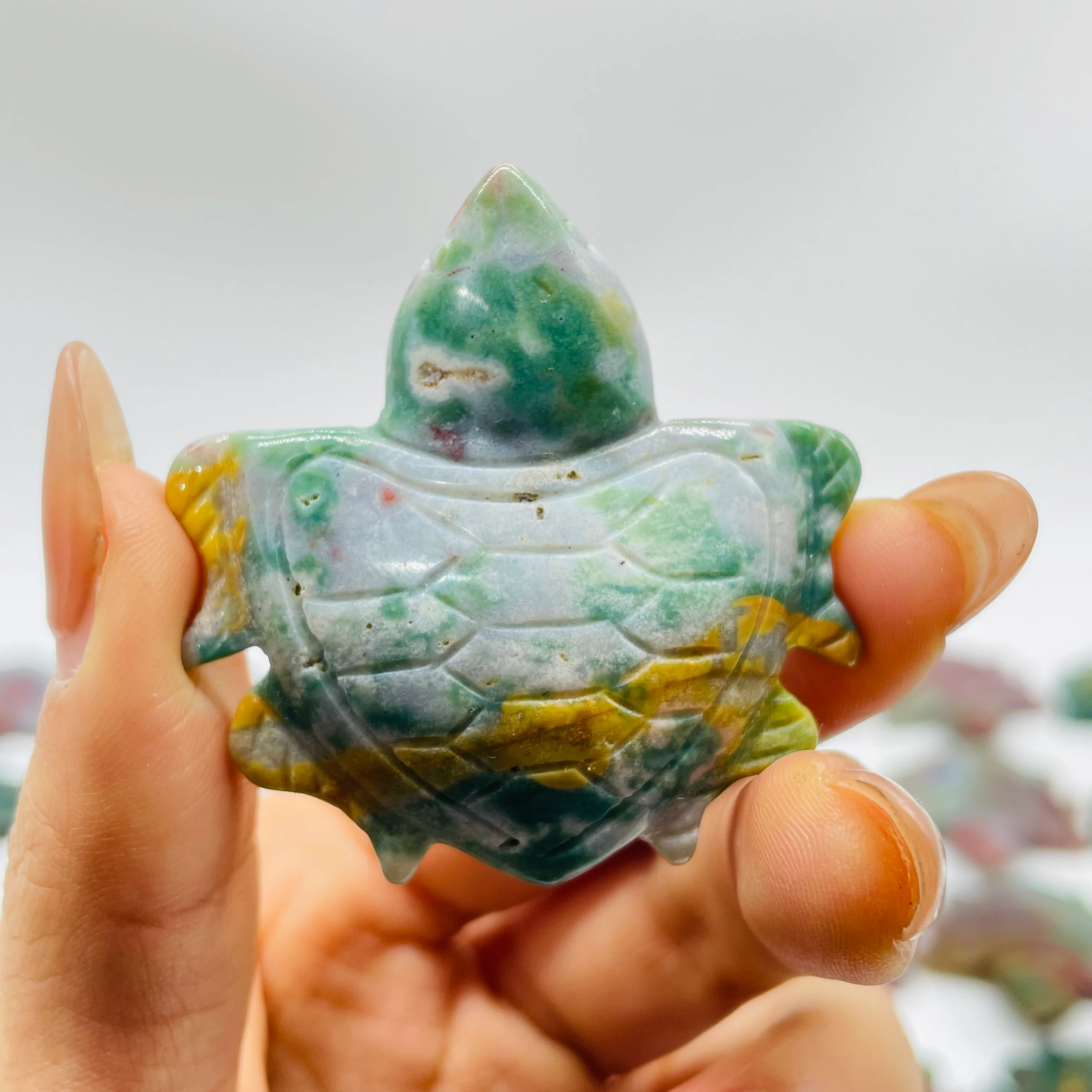 42 Pieces Colourful Ocean Jasper Sea Turtle Carving - Image 6