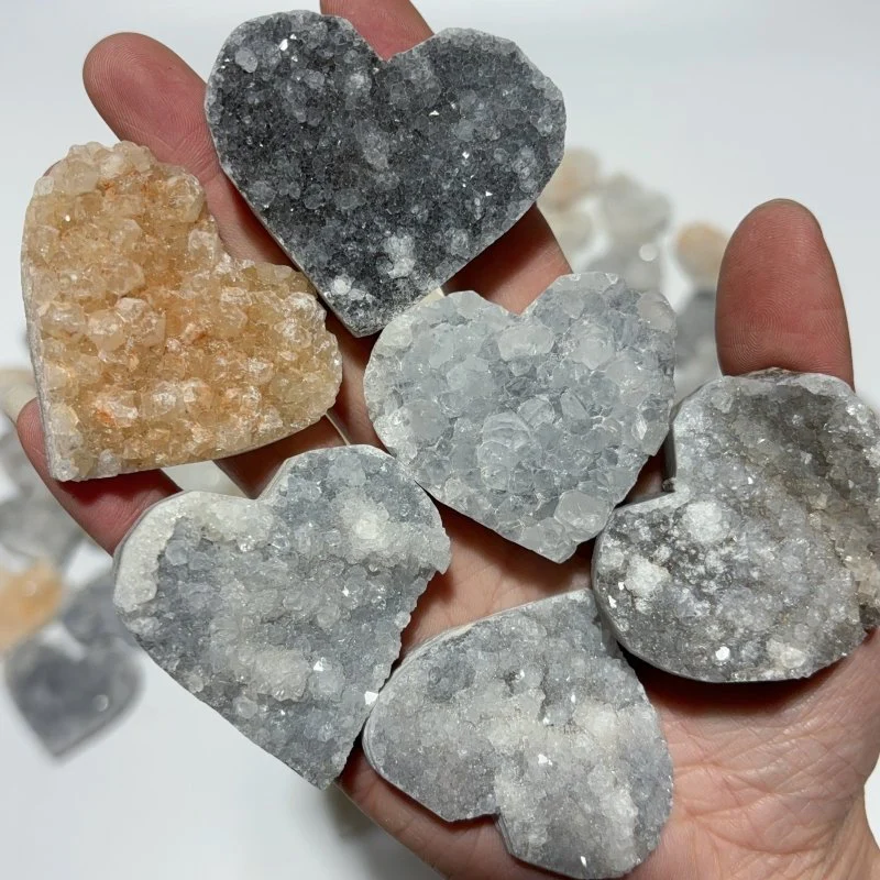 85 Pieces One-sided Quartz Crystal Cluster Heart
