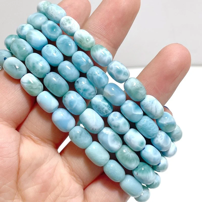 Oval Barrel Shape Larimar Bracelet Wholesale From Dominican Republic