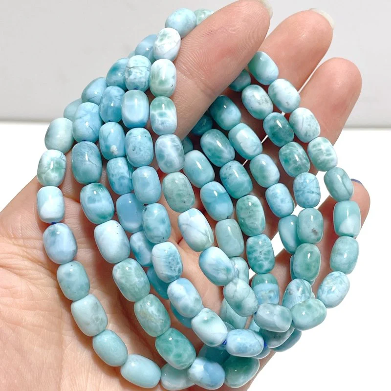 Oval Barrel Shape Larimar Bracelet Wholesale From Dominican Republic - Image 3