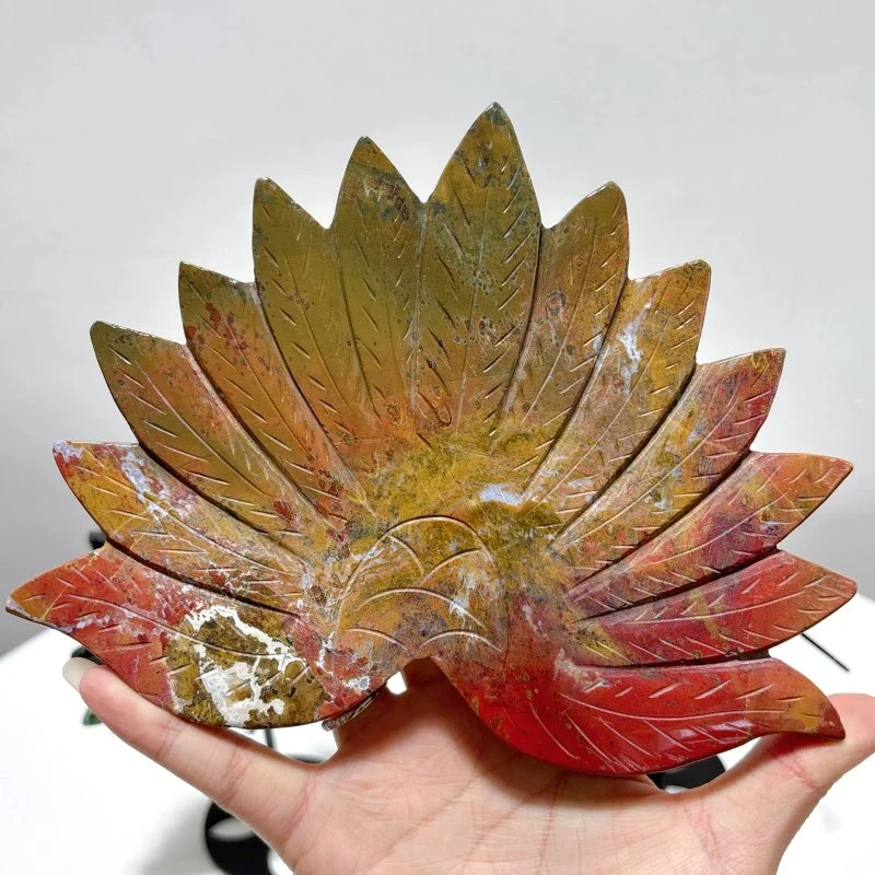 3 Pieces Peacock Wing With Stand Amethyst Mixed Stripe Agate Ruby Zoisite Ocean Jasper - Image 5
