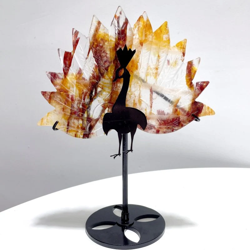 3 Pieces Beautiful Peacock Wing With Stand Ruby In Kyanite Golden Hematoid Quartz - Image 5